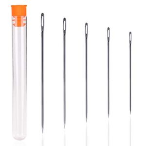5 PCS Long Sewing Needles – 5 Size Large Eye Stitching Needles with Needle Storage Tube, 3.5inch to 6.8inch Hand Sewing Needles for Sewing Act Crafts, Upholster