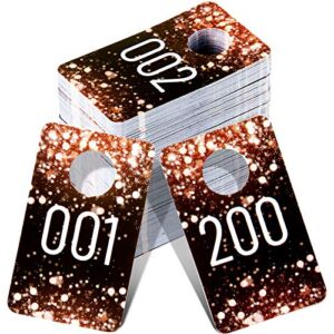 Jetec Live Plastic Number Tags Consecutive Live Number Tag, Reusable Normal and Reversed Mirrored Image Number Tags for Live, Hanger Cards for Clothes (Champagne Gold, 200)