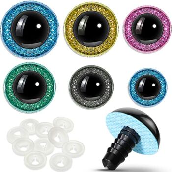 56 Pieces 16-30 mm Large Safety Eyes for Amigurumi Big Stuffed Animal Eyes Plastic Craft Crochet Eyes for DIY of Puppet, Bear, Toy Doll Making Supplies, 6 Sizes (Green, Grey, Yellow, Pink, Blue) | The Storepaperoomates Retail Market - Fast Affordable Shopping