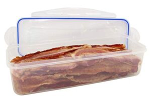 TriPi Plastic Storage Container for 2lbs Cooked or Uncooked Bacon,Meat,Food – Fresh Seal – Refrigerator,Freezer,Dishwasher,and Microwave Safe. Food Grade BPA Free