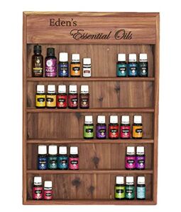 Personalized Engraved Essential Oil Storage Wood Shelf Wall Rack