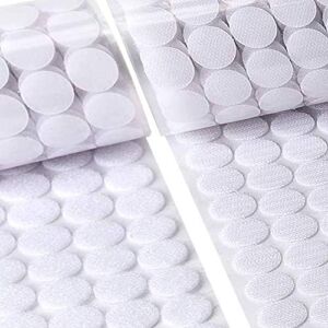 Self Adhesive Dots, 1000Pcs(500 Pair Sets) 0.59 Inch Diameter Strong Self Adhesive Dots for Classroom Nylon Sticky Back Coins Hook Loop Strips, Small Circle Dots Stickers Tapes, White