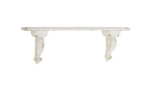 Deco 79 Rustic Fiberglass and Wood Floating Shelf, 7″ x 39″ x 13″, White