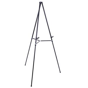 U.S. Art Supply 66″ High Showroom Black Aluminum Display Easel and Presentation Stand – Large Adjustable Height Portable Tripod, Holds 25 lbs – Floor and Tabletop, Display Paintings, Signs, Posters