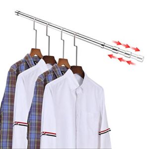 Adjustable Closet Rod 30-48 Inch for Hanging Clothes Stainless Steel Closet Pole Closet Bar with 2 Brackets for Wardrobes Closet Shower Window Curtain Hanger Rod Clothes Rod for Closet Clothes Rail