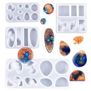 Island Resin Pendant Molds, (4 Pack) Ocean Themed Style Silicone Epoxy Molds for DIY Jewelry Pendant Necklace Keychain Jewel and Resin Crafts