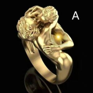 JOY Jewelry Exquisite 18K Gold Adam Eve kiss Pattern Engagement Wedding Ladies Rings Sz6-10 (8)