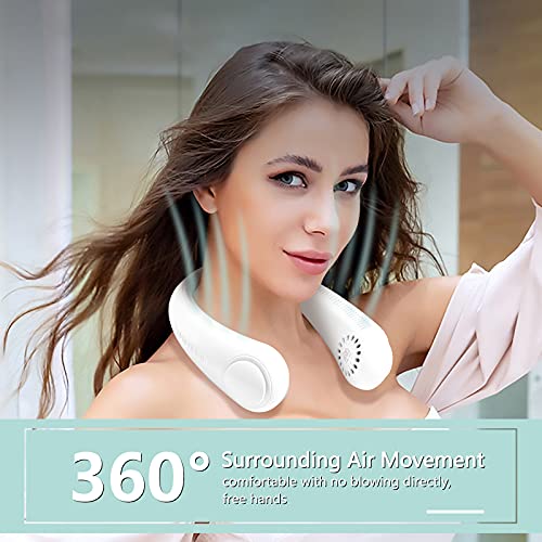 YOULEY Portable Neck Fan, Hands Free Bladeless Neck Fan 360° Bendable Small Fan Cooling USB Fan Rechargeable Personal Fan 3 Speeds Wearable Neck Fans for Home Office Outdoor Travel Sports (White) | The Storepaperoomates Retail Market - Fast Affordable Shopping