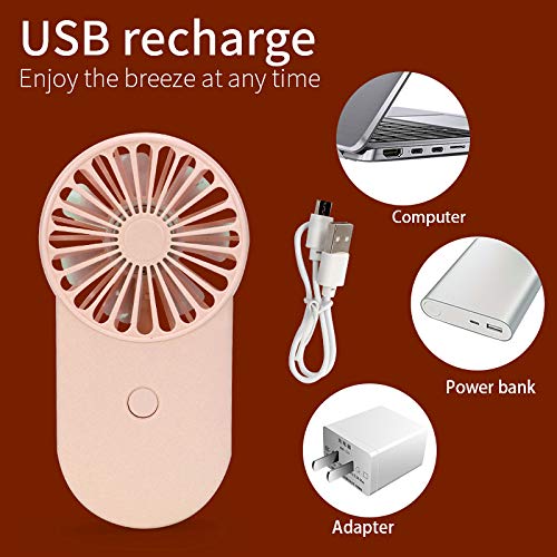 Dilexus Personal Fan Pink Mini Handheld Fan,USB Recharge,Colorful LED,Small Portable Hand Fan with 3 Speed Modes for Travel, Camping, Hiking and Office | The Storepaperoomates Retail Market - Fast Affordable Shopping