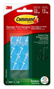 Command 17615CLRAW-ES-E, 4-Medium, 2-Large, Re-Hang Window Hooks Strips, Assorted, Clear-Outdoor Refill, 6 Count