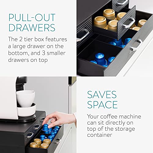 Navaris Coffee Pod Holder with 4 Drawers – Compatible with Nespresso, CBTL, K-Cups, Verismo – Capsule Storage Organizer 2-Tier Container Box – Black | The Storepaperoomates Retail Market - Fast Affordable Shopping