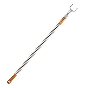 Flesser Long Reach Stick Closet Pole with Hook 63″ Extendable Reach Pole Reaching Pole for High Area, Shelf, Closet Top