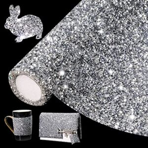 Locacrystal Bling Rhinestone Sticker DIY Home Decor Stickers Self-Adhesive Crystal Sheet Stickers for Cars & Crafts Decoration(Silver,9.4″ x 15.8″)
