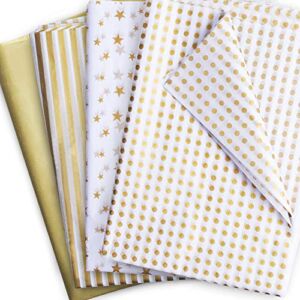 60 Sheets Gold Tissue Paper Gift Wrap Bulk,20″ x 28″,Tissue Paper for Gift Bags,DIY and Craft,Wrapping Paper for Graduation,Birthday,Holiday Party Decoration