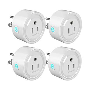 Smart Plug, Mini WiFi Plug, Smart Outlet Plug Socket Compatible with Alexa and Google Home, Mini Socket with Remote Control & Voice Control and Timer Function, No Hub Required, 4 Pack