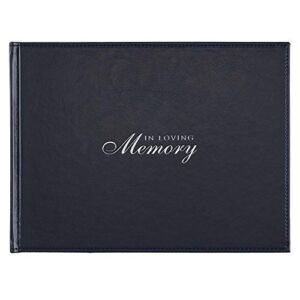 With Love in Loving Memory Guest Book – Navy Faux Leather – Condolence Book, Memorial Sign-in Book for Funerals & Memorial Services