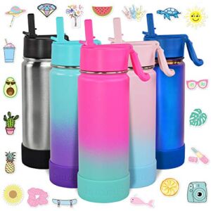 CHILLOUT LIFE 17 oz Insulated Water Bottle with Straw Lid for Kids and Adult + 20 Funny Waterproof Stickers – Perfect for Personalizing Your Kids Metal Water Bottle