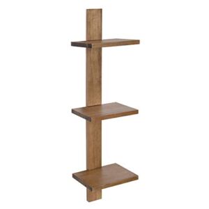 Kate and Laurel Udell Rustic Three-Tiered Floating Wall Shelf, 8″ x 38″, Natural Wood, Modern Farmhouse Wall Storage
