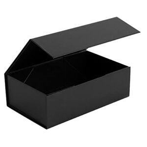 PACKHUB Black Gift Box with Lids, 9.8 x 5.9 x 3.1 In Magnetic Closure Collapsible Gift Boxes for Christmas,Mothers Day,Fathers Day,Graduations,Weddings,Birthdays Gifts