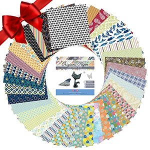 Origami Paper Set – 120 Sheets – Traditional Japanese Folding Papers Including Floral, Animal Prints, Aztec, Geometric – Origami Paper 6×6 – Origami Papers for Kids & Adults – Mozart Origami Kit
