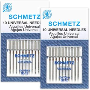 Schmetz Universal Sewing Machine Needles – Size 80/12-2 Cards – 20 Needles