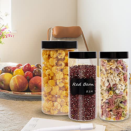 TUZAZO 32 Oz & 16 Oz Clear Large Plastic Jars with Lids and labels BPA Free Wide Mouth Airtight Leak-Proof Plastic Storage Containers for Dry Food, Coffee, Nuts and More, 12 Pack | The Storepaperoomates Retail Market - Fast Affordable Shopping