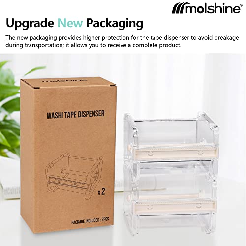 molshine 2 Pack Transparent Desktop Multi Washi Masking Tape Storage Dispenser,Tape Cutter,Tape Roll Holder (Not Include Masking Tape) (Beige) | The Storepaperoomates Retail Market - Fast Affordable Shopping