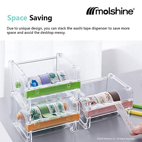 molshine 2 Pack Transparent Desktop Multi Washi Masking Tape Storage Dispenser,Tape Cutter,Tape Roll Holder (Not Include Masking Tape) (Beige) | The Storepaperoomates Retail Market - Fast Affordable Shopping