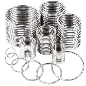 90Pcs 6 Sizes Silver Metal O Rings Multi-Purpose Heavy Duty Round Ring for Hardware Bags Belts Dog Leashes Hanging Basket DIY Craft Supplies, 15mm, 20mm, 25mm, 32mm, 38mm, 50mm