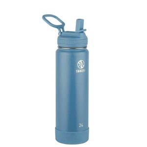 Takeya Actives Insulated Water Bottle with Straw Lid, 24 Ounce, Bluestone