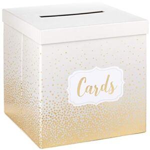 Hallmark 10″ Elegant Card Receiving Box (Pearl and Gold Dots) for Weddings, Graduations, Retirements, Birthdays, Open Houses, Anniversaries