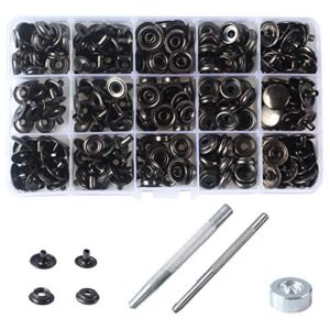 70 Sets 15mm 5/8″ Heavy Duty Snap Fasteners Kit, Metal Snaps for Leather Crafts Sewing Repair Clothing Button Kit with Snap Installation Tool