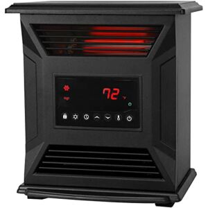 LifeSmart Portable 6-Element Infrared Electric Heater with Remote Control and Timer | Front Air Intake Cabinet | 3-Settings | Cool to Touch Exterior | Tip Over Protection | HT1270