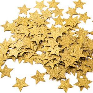 MOWO Glitter Five Stars Paper Confetti, Wedding Party Decor and Table Decor, 1.2’’ in Diameter (Glitter Gold,200pc)