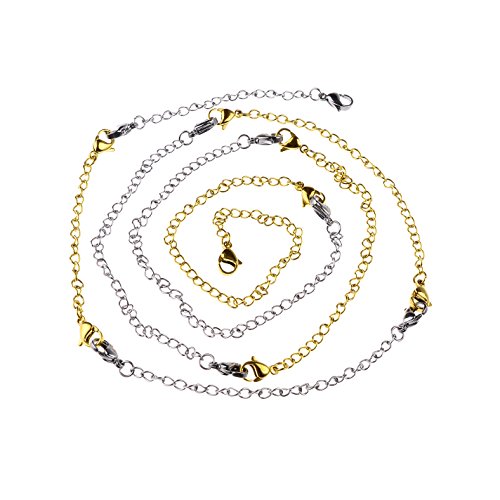 D-buy 8 Pcs Stainless Steel Necklace Extender Bracelet Extender Extender Chain Set 4 Different Length: 6 inch 4 inch 3 inch 2 inch (4 Gold, 4 Silver) | The Storepaperoomates Retail Market - Fast Affordable Shopping