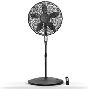 Air Monster 15732-R 18-Inch Diameter 3-Speed Adjustable Height Oscillating Pedestal Fan with Remote Control and 7.5 Hour Timer, Black