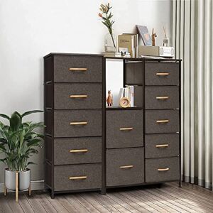 Crestlive Products Vertical Dresser with Drawers, Storage Tower – Sturdy Steel Frame, Wood Top, Easy Pull Fabric Bins, Wood Handles – Organizer Unit for Bedroom, Hallway, Entryway, Closets (Brown)