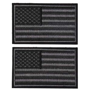 2 Pieces Tactical USA Flag Patch – Black & Gray American Flag US United States of America Military Uniform Emblem Patches