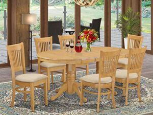 East West Furniture 7-Piece Dining Table Set, Microfiber Upholstered Seat, Oak Finish