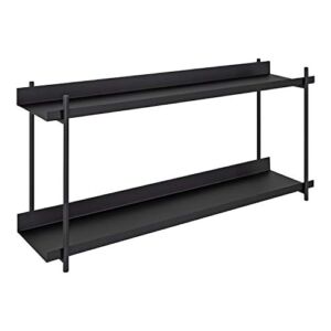 Kate and Laurel Dominic Modern Metal Shelf, 28 x 7 x 14.5, Black, Sleek 2-Tier Floating Book Shelves for Wall
