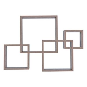 Danya B Decorative Wall Mount Floating Intersecting Cube Accent Wall Shelf – Weathered Oak