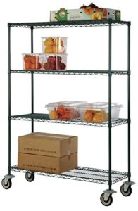 Omega 24″ Deep x 42″ Wide x 80″ High 4 Tier Black Wire Shelf Truck with 1200 lb Capacity