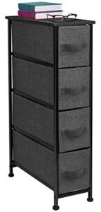 Sorbus Narrow Dresser Tower with 4 Drawers – Vertical Storage for Bedroom, Bathroom, Laundry, Closets, and More, Steel Frame, Wood Top, Easy Pull Fabric Bins (Black/Charcoal)