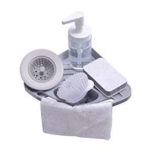 Kitchen sink caddy sponge holder scratcher holder cleaning brush holder sink organizer(Grey)