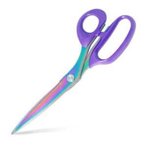 Asdirne Titanium Coating Fabric Scissors, Professional Tailor Scissors, Ultra-Sharp Stainless Steel Blades, Ergonomic ABS Handle, 10.5 Inch, Rainbow&Purple
