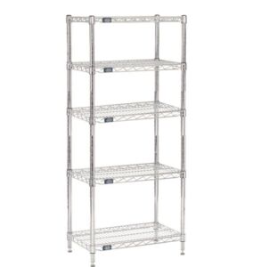 Nexel – 24″ x 24″ x 63″, 5 Tier, NSF Listed Adjustable Wire Shelving, Unit Commercial Storage Rack, Chrome, Leveling feet