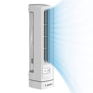 Lasko T14100 Air Stick Ultra Slim Oscillating Fan Tabletop Tower, White