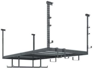 Ceiling Storage Rack Heavy-Duty Adjustable Metal Shelves 12-Hooks Organizer Gray 600 lbs.