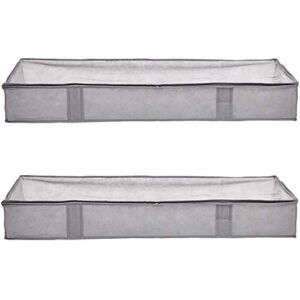 Amazon Basics Under Bed Fabric Storage Container Bags with Window and Handles – 2-Pack, 18 x 42 x 6 Inches, Gray