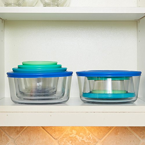Anchor Hocking 26 Piece Set Round Glass Food Storage Containers with BPA-Free SnugFit Lids, Mixed Blue, Space Saving Meal Prep Containers | The Storepaperoomates Retail Market - Fast Affordable Shopping